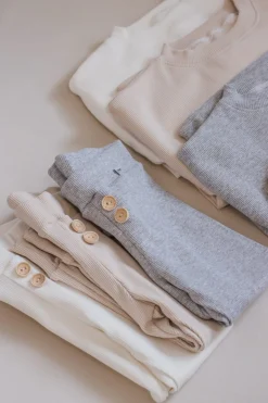 JUKKI Prążkowane legginsy dziecięce - Ecru