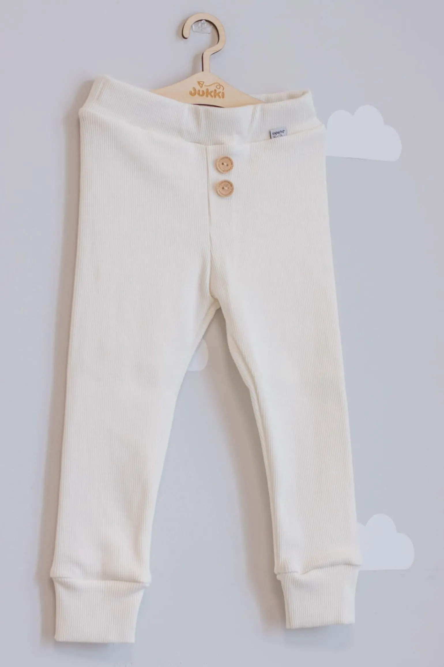 JUKKI Prążkowane legginsy dziecięce - Ecru