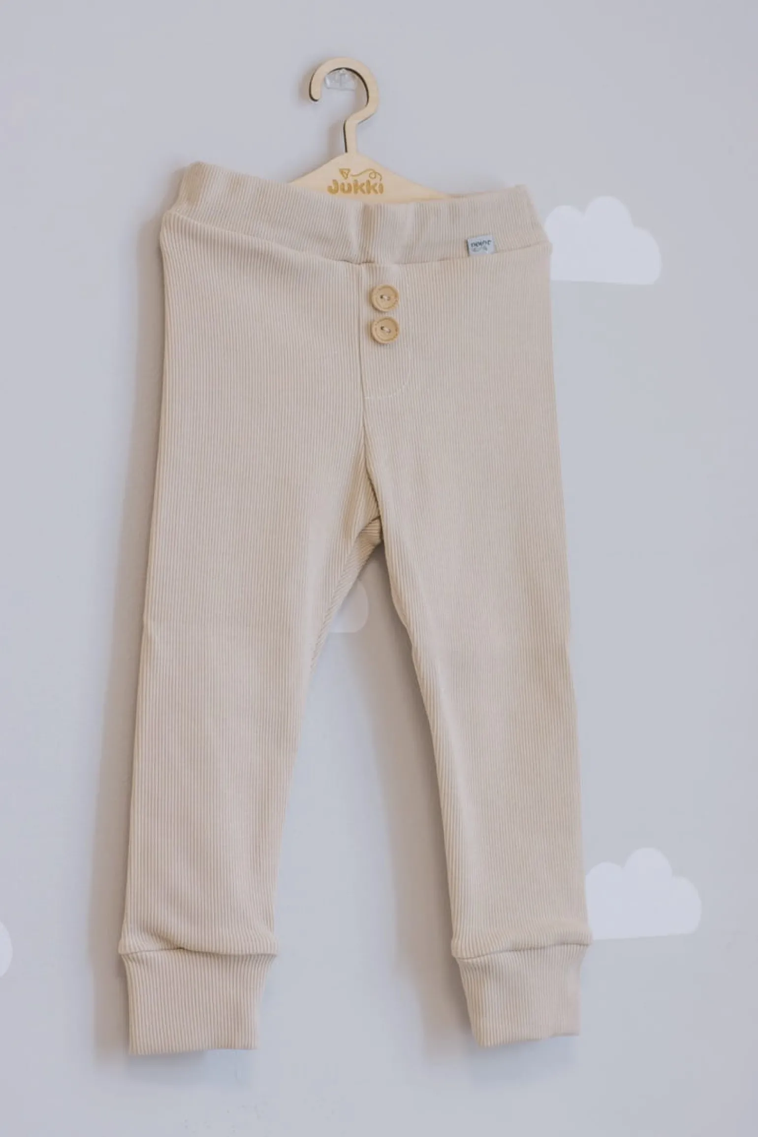 JUKKI Prążkowane legginsy dziecięce - Beige
