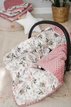 Kocyk do fotelika samochodowego - Secret Garden i Old Rose Minky