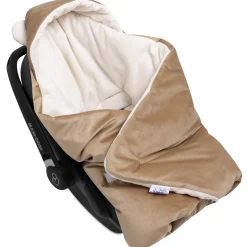 Kocyk do fotelika samochodowego - Plusz ecru i Toffee Soft Velvet