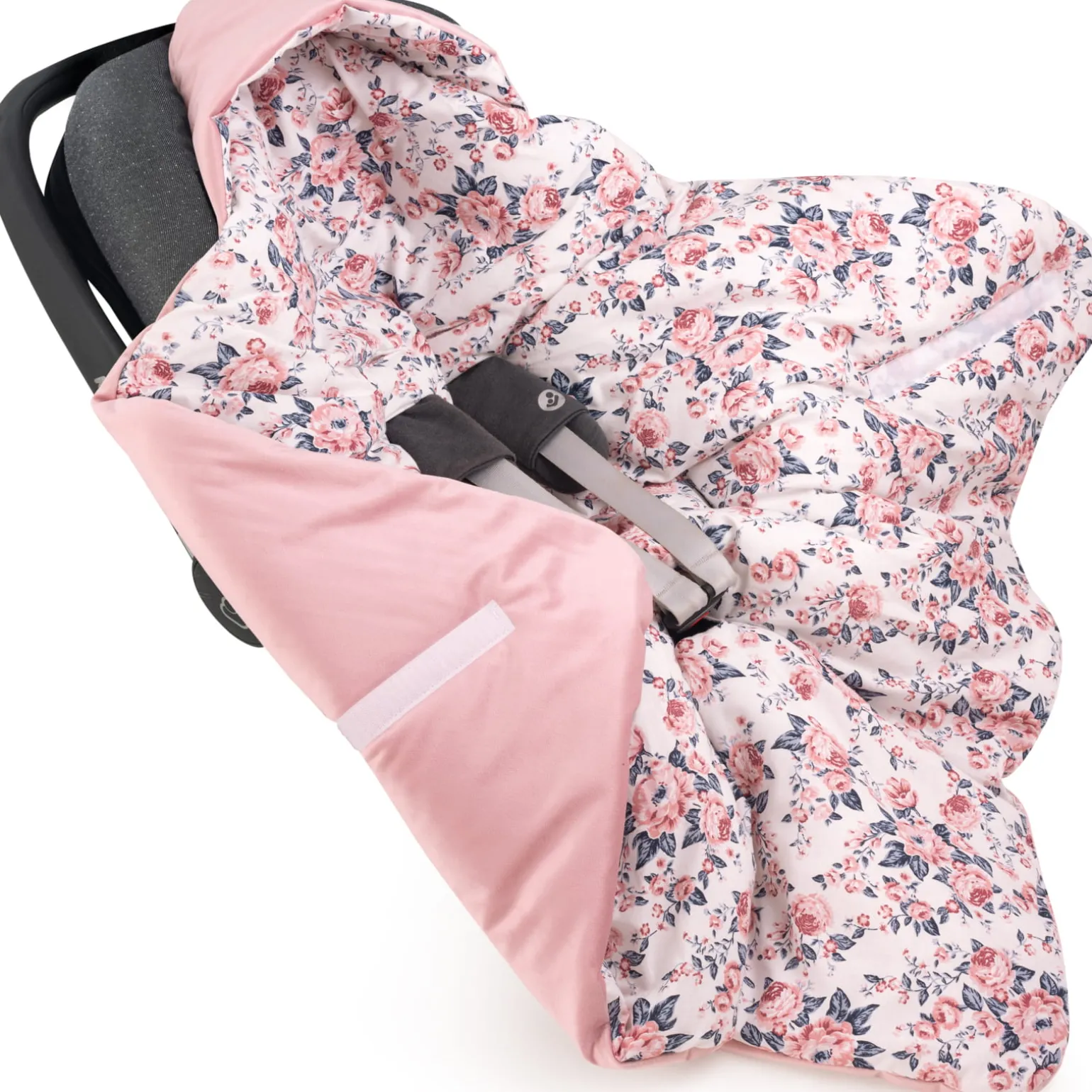 Kocyk do fotelika samochodowego - Roses i Smokey Pink Soft Velvet