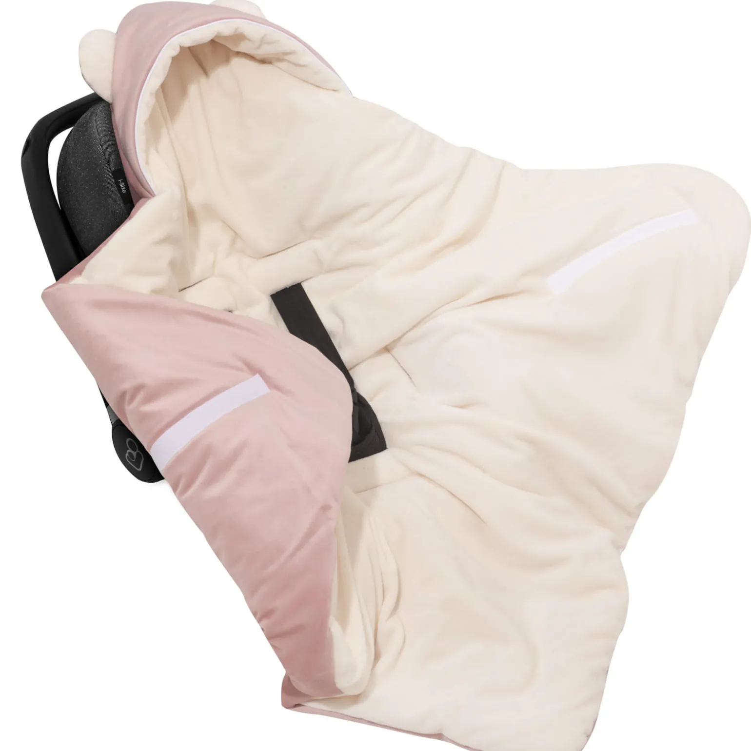 Kocyk do fotelika samochodowego - Plusz ecru i Smokey Pink Soft Velvet