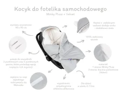Kocyk do fotelika samochodowego - Plusz ecru i miętowy Velvet