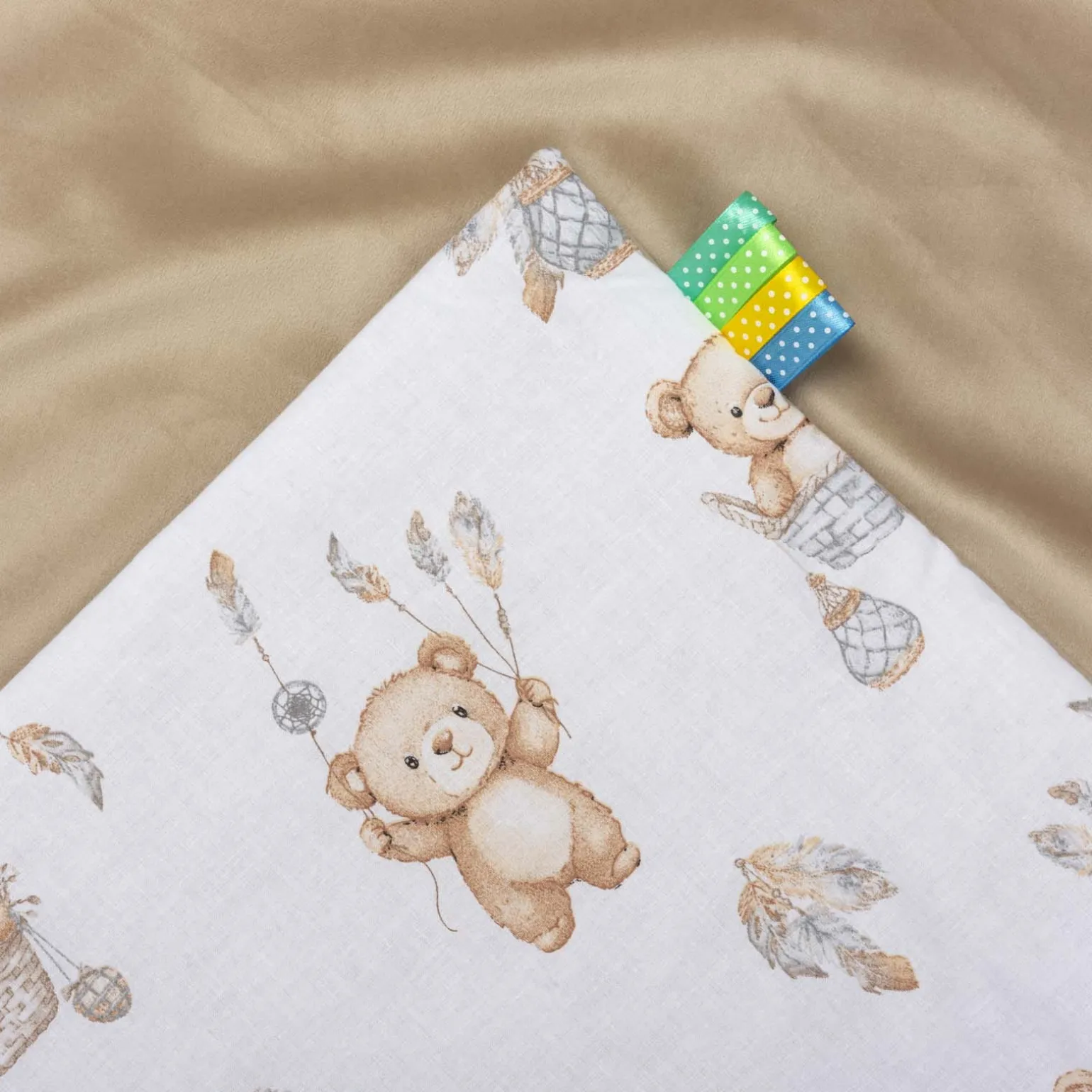 Kocyk dziecięcy 75x100cm - Boho Bears i Cappuccino Soft Velvet