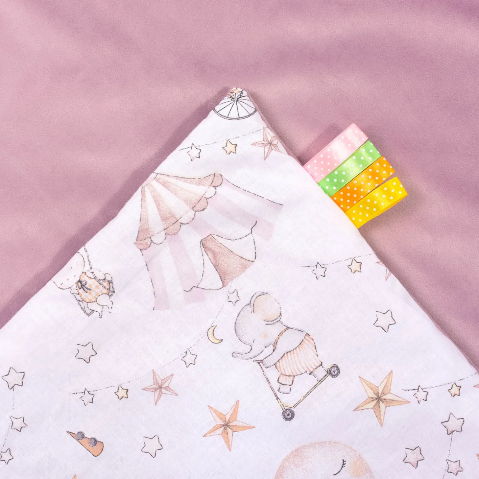 Kocyk dziecięcy 75x100cm - Candy Circus i wrzosowy Soft Velvet