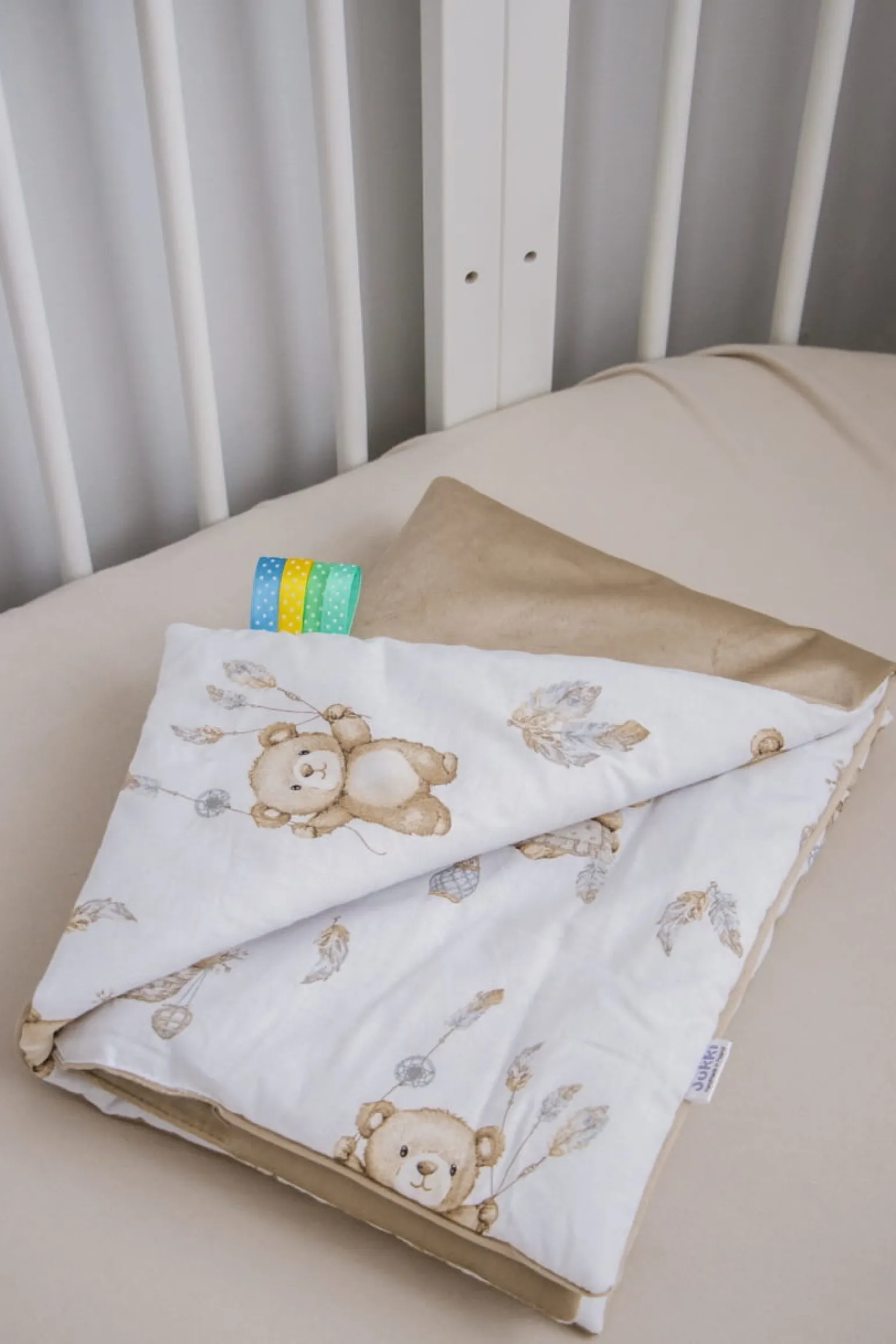 Kocyk niemowlęcy 55x75cm - Boho Bears i Cappuccino Soft Velvet