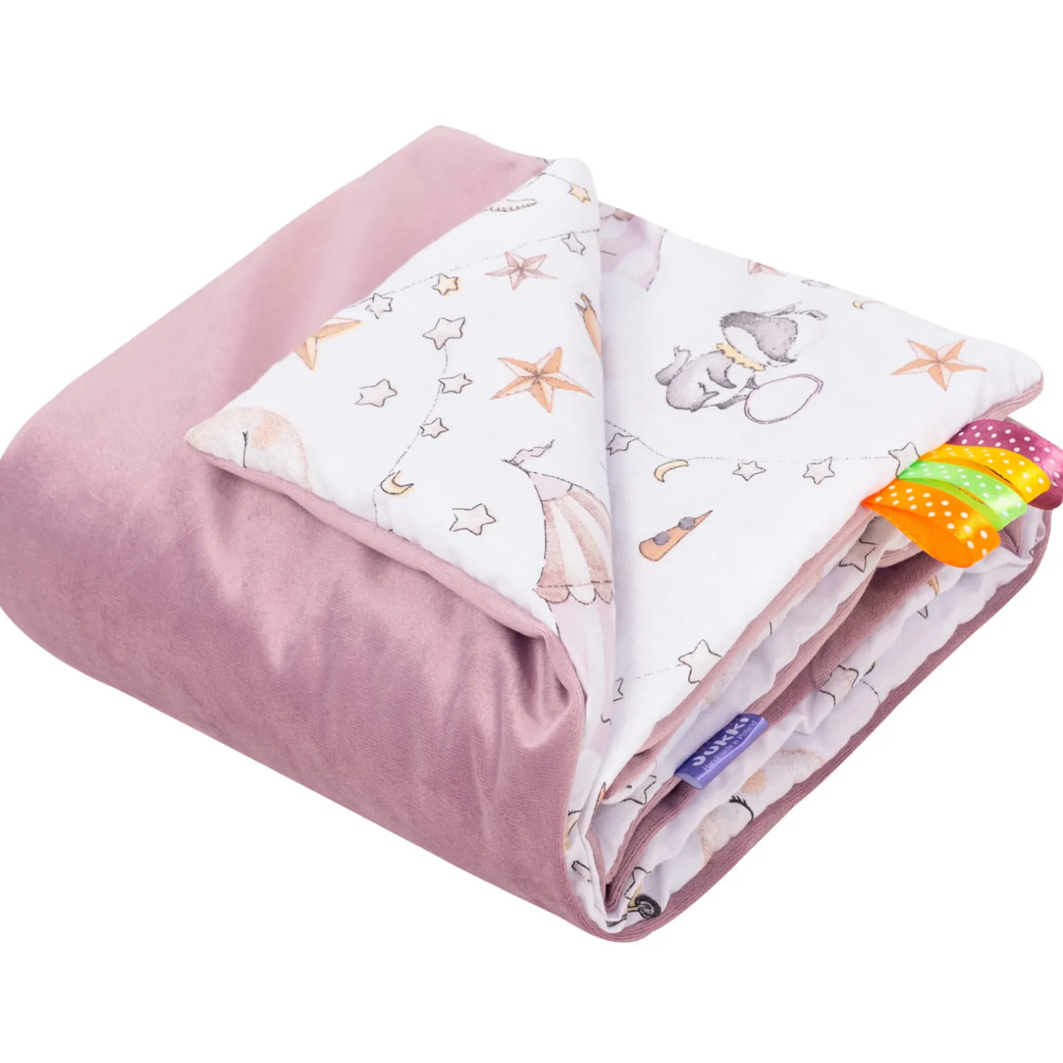 Kocyk niemowlęcy 55x75cm - Candy Circus i wrzosowy Soft Velvet