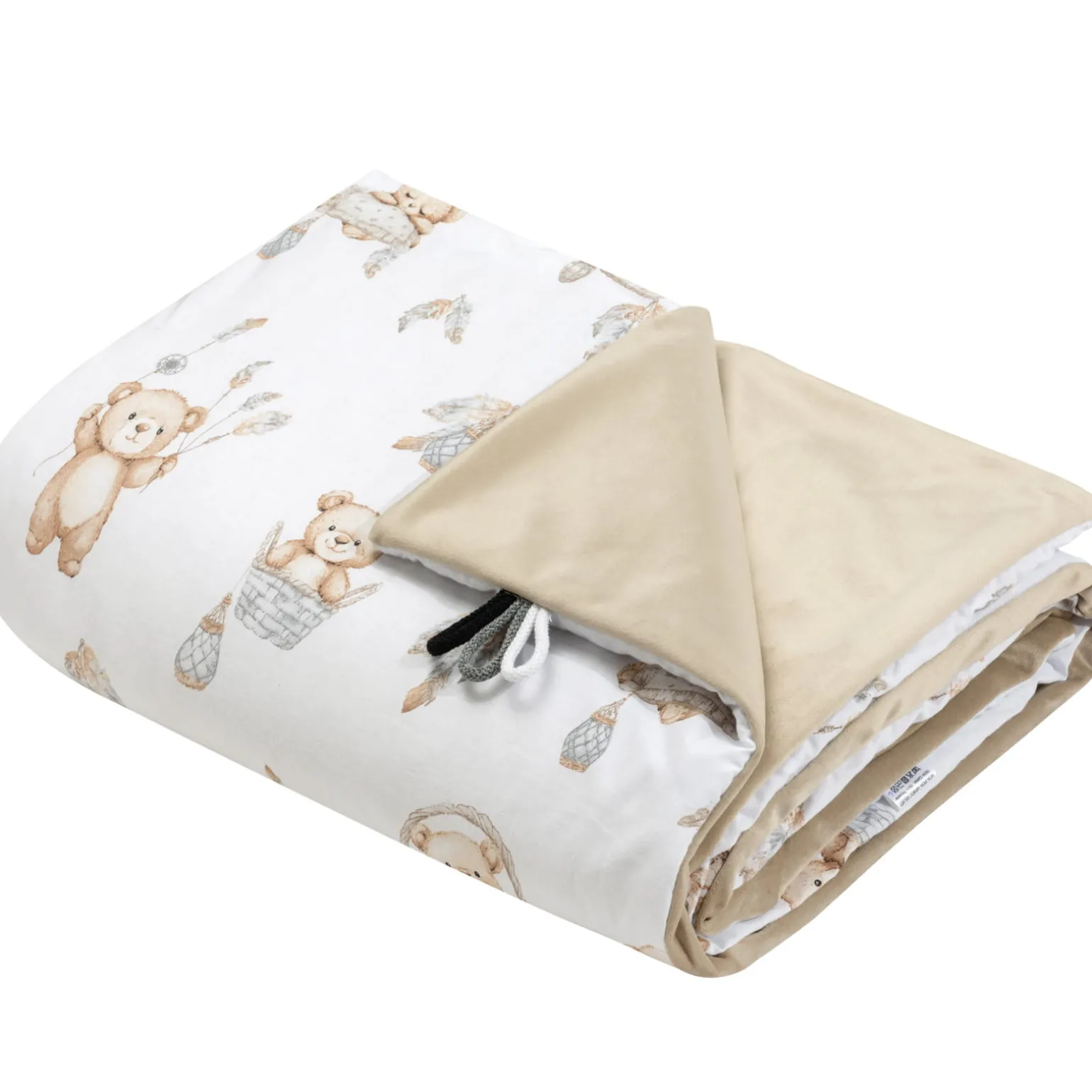 Kocyk przedszkolaka 100x140cm - Boho Bears i Cappuccino Soft Velvet