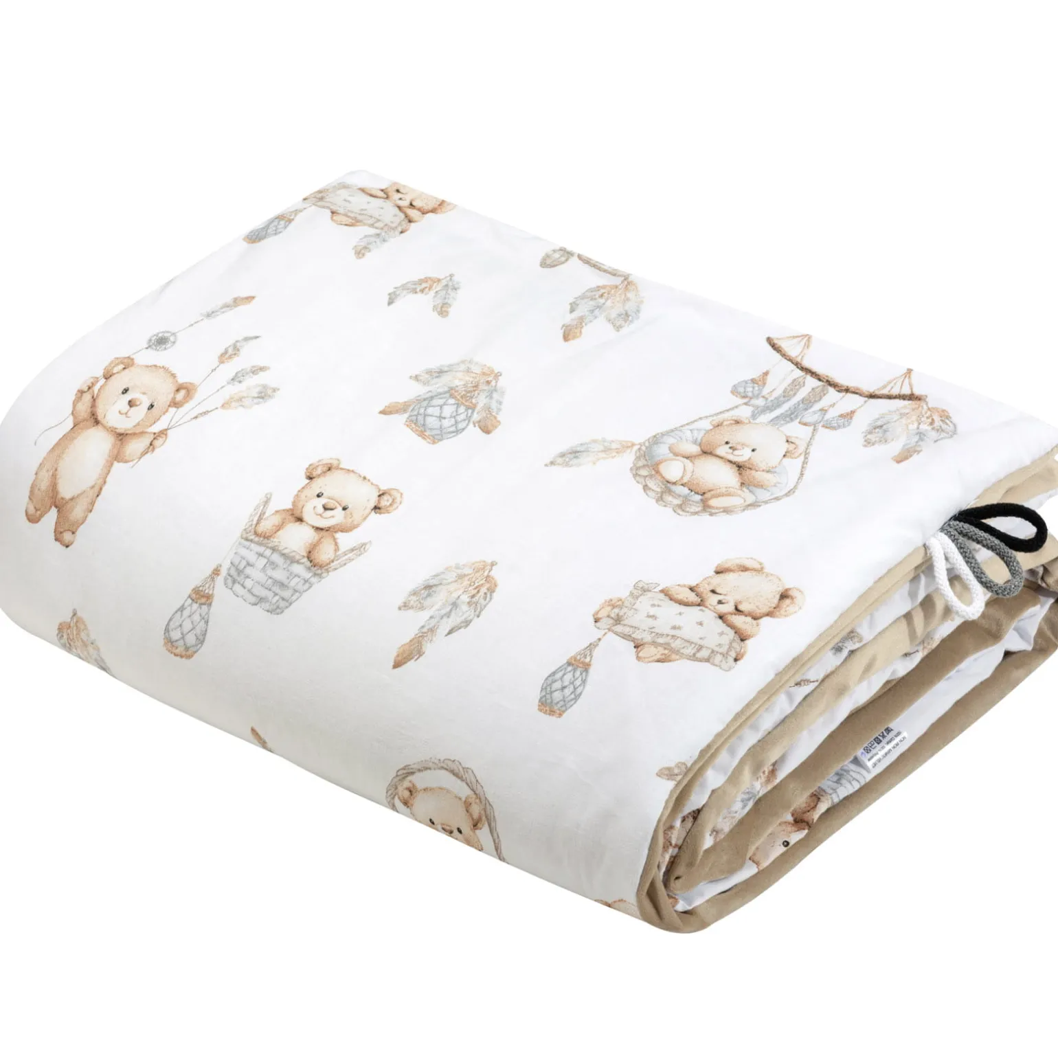 Kocyk przedszkolaka 100x140cm - Boho Bears i Cappuccino Soft Velvet