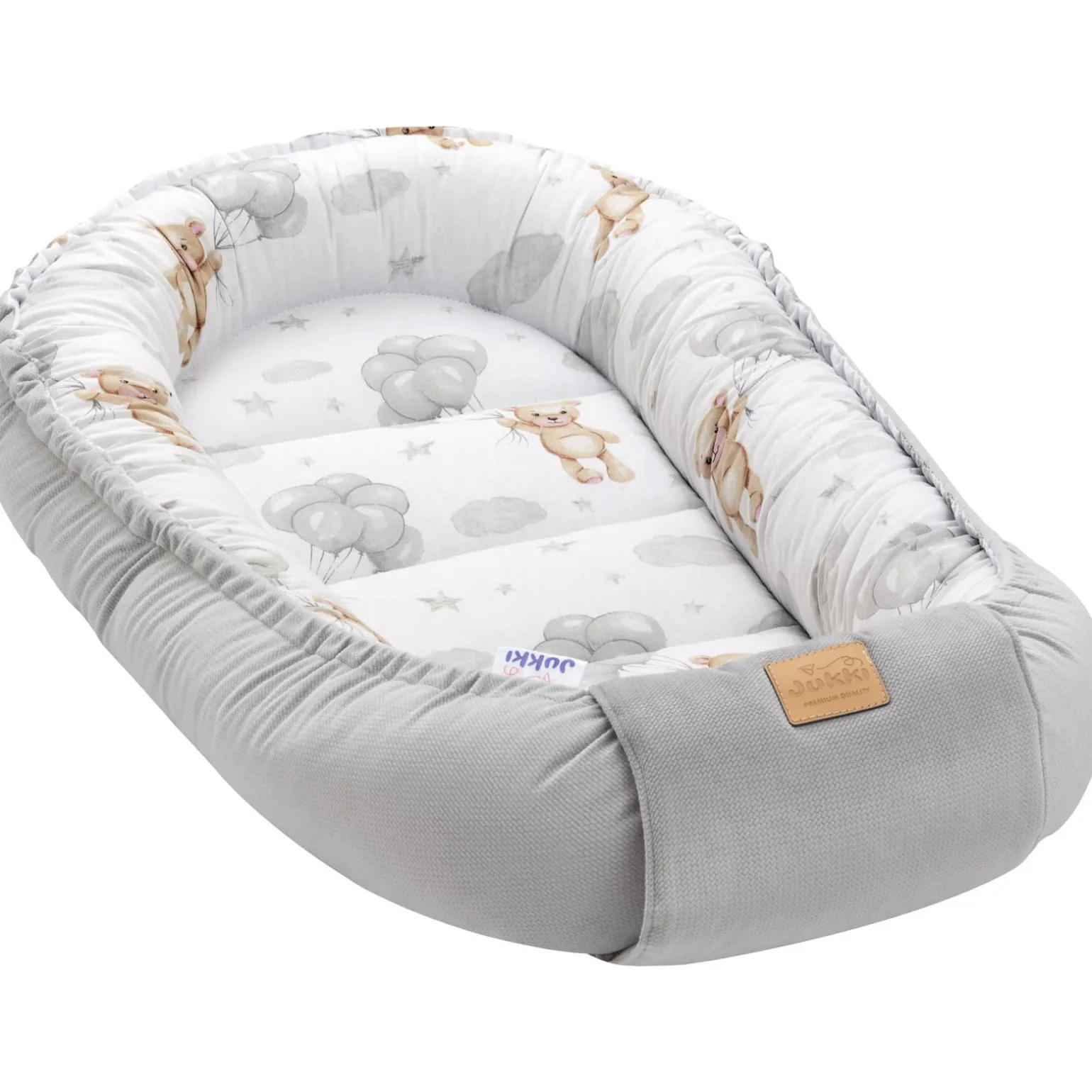 Kokon Comfort - Cloudy Bears i szary Velvet