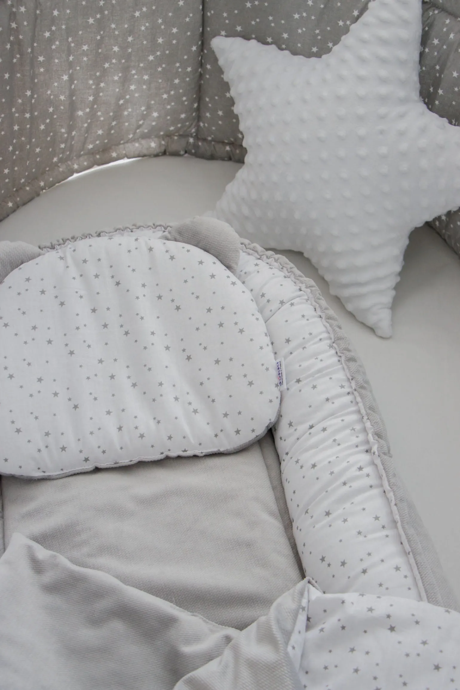 Kokon Comfort - Twinkle Stars i szary Velvet