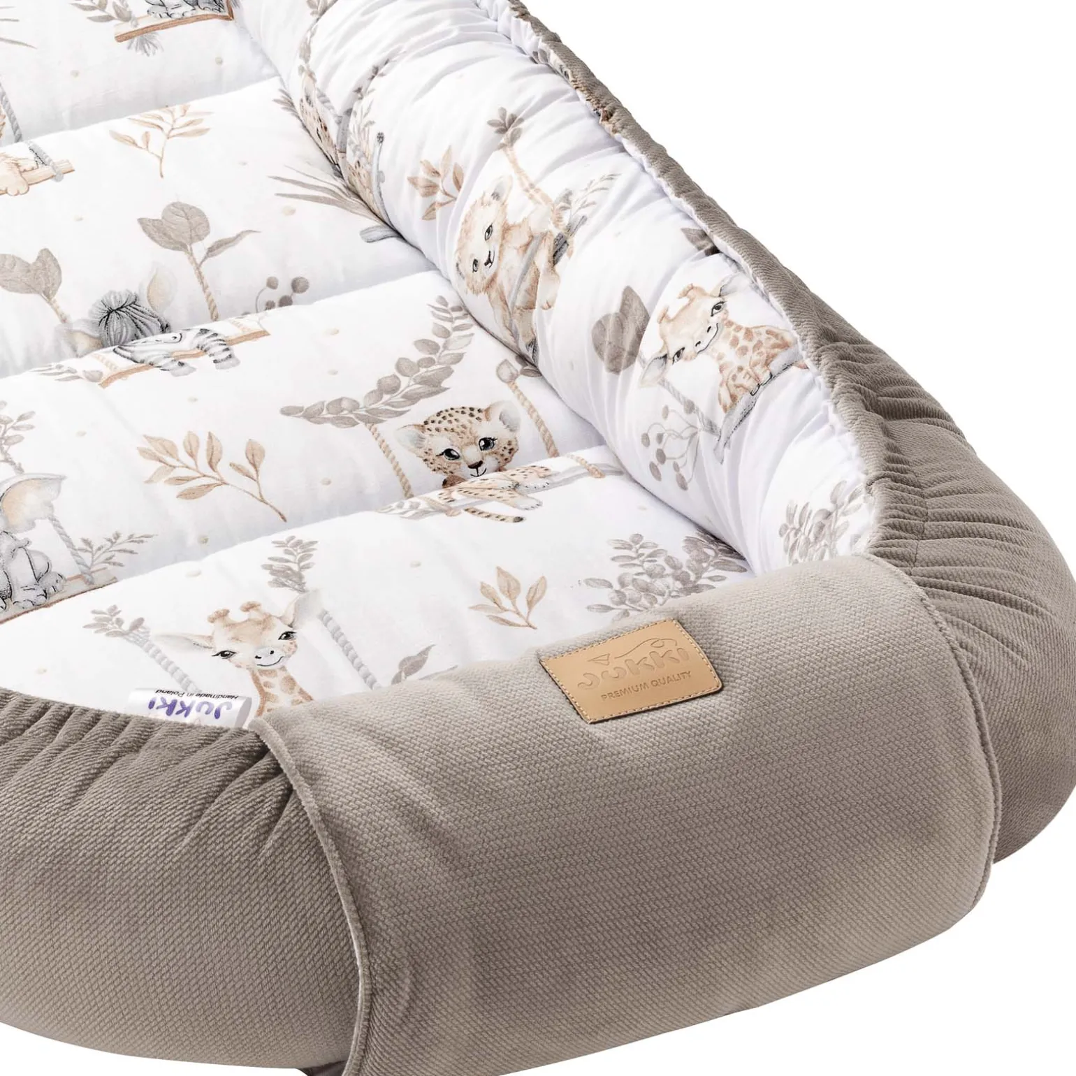 Kokon XXL 65 x 120 cm - Happy Jungle i Latte Velvet
