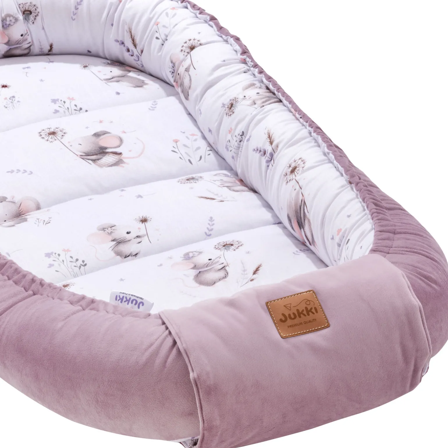 Kokon XXL 65 x 120 cm - Lovely Mouse i Wrzosowy Soft Velvet