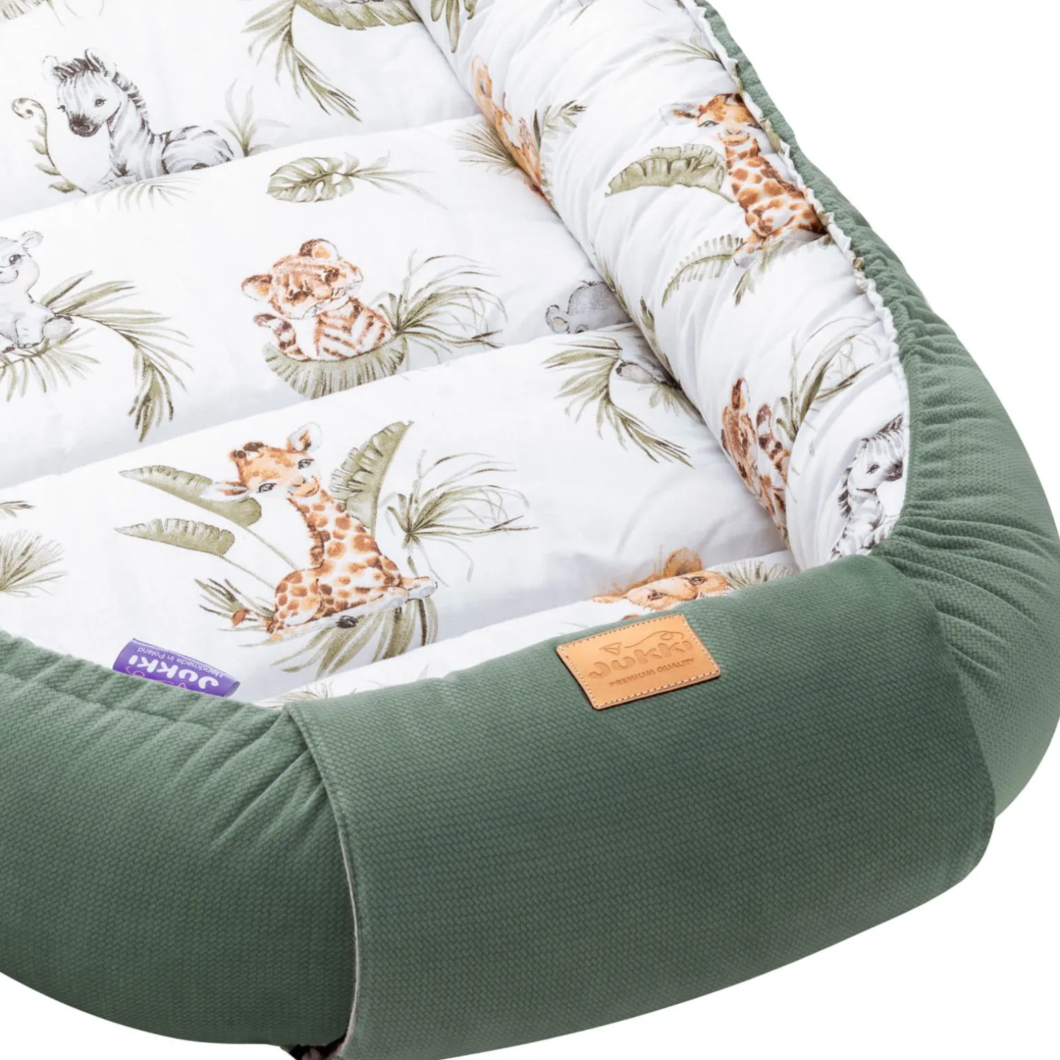 Kokon XXL 65 x 120 cm - Savanna Fun i oliwkowy Velvet
