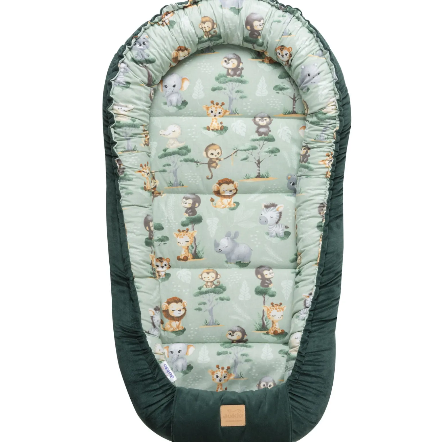 Kokon XXL 65 x 120 cm - Tropical Animals i butelkowy Velvet