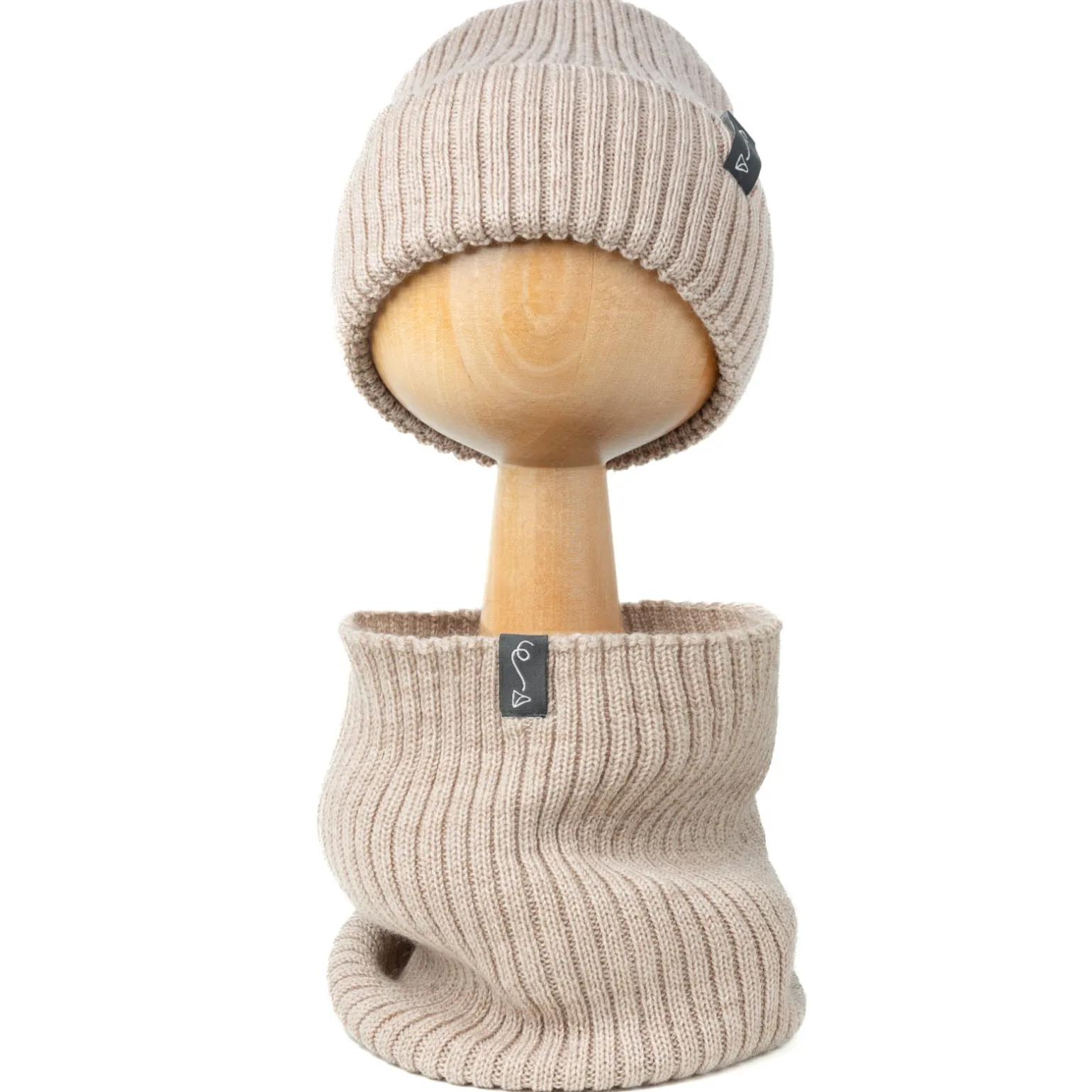 Komin dziecięcy z wełny merino - BEIGE MELANGE
