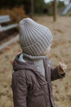 Komin z golfem z wełny merino - BEIGE MELANGE