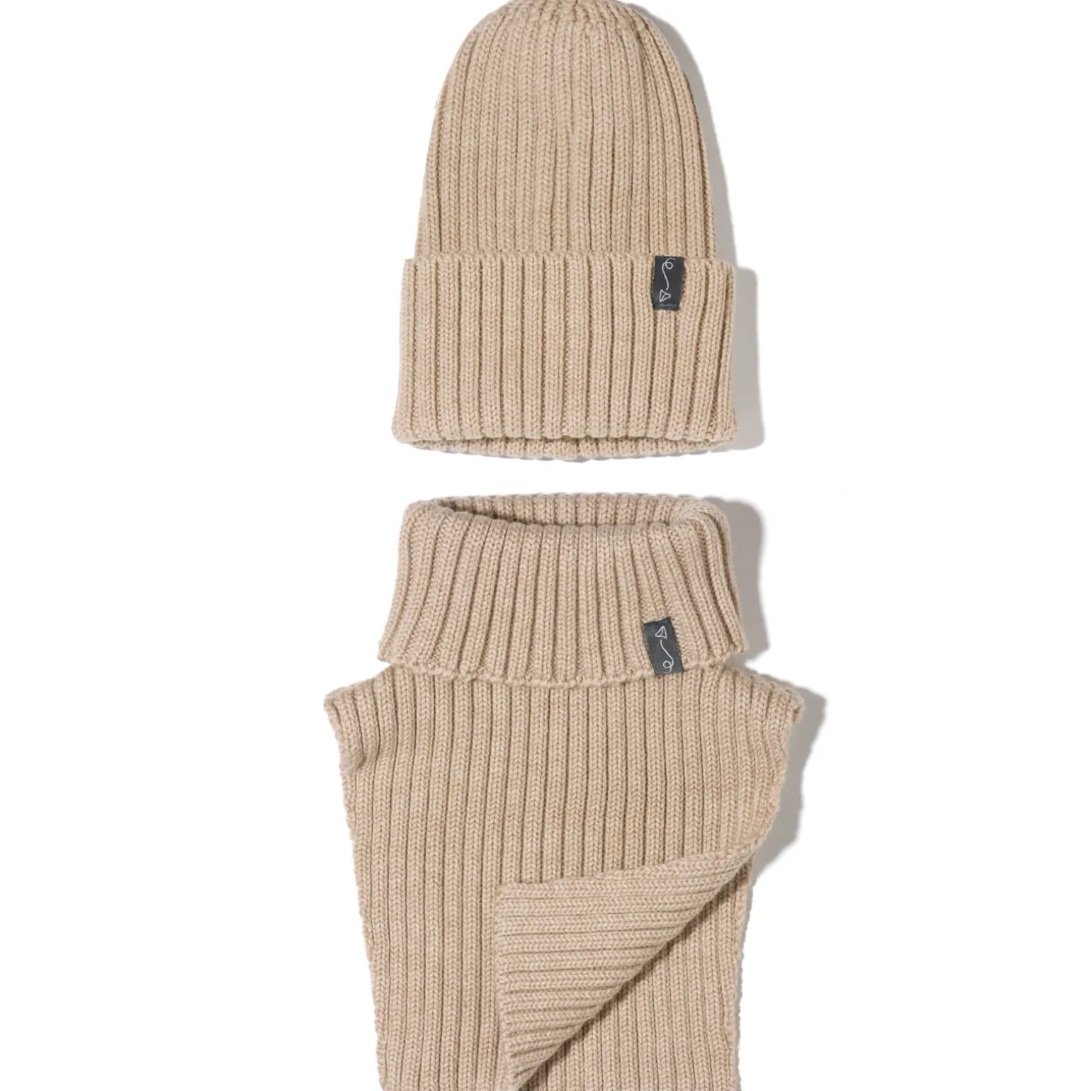 Komin z golfem z wełny merino - BEIGE MELANGE
