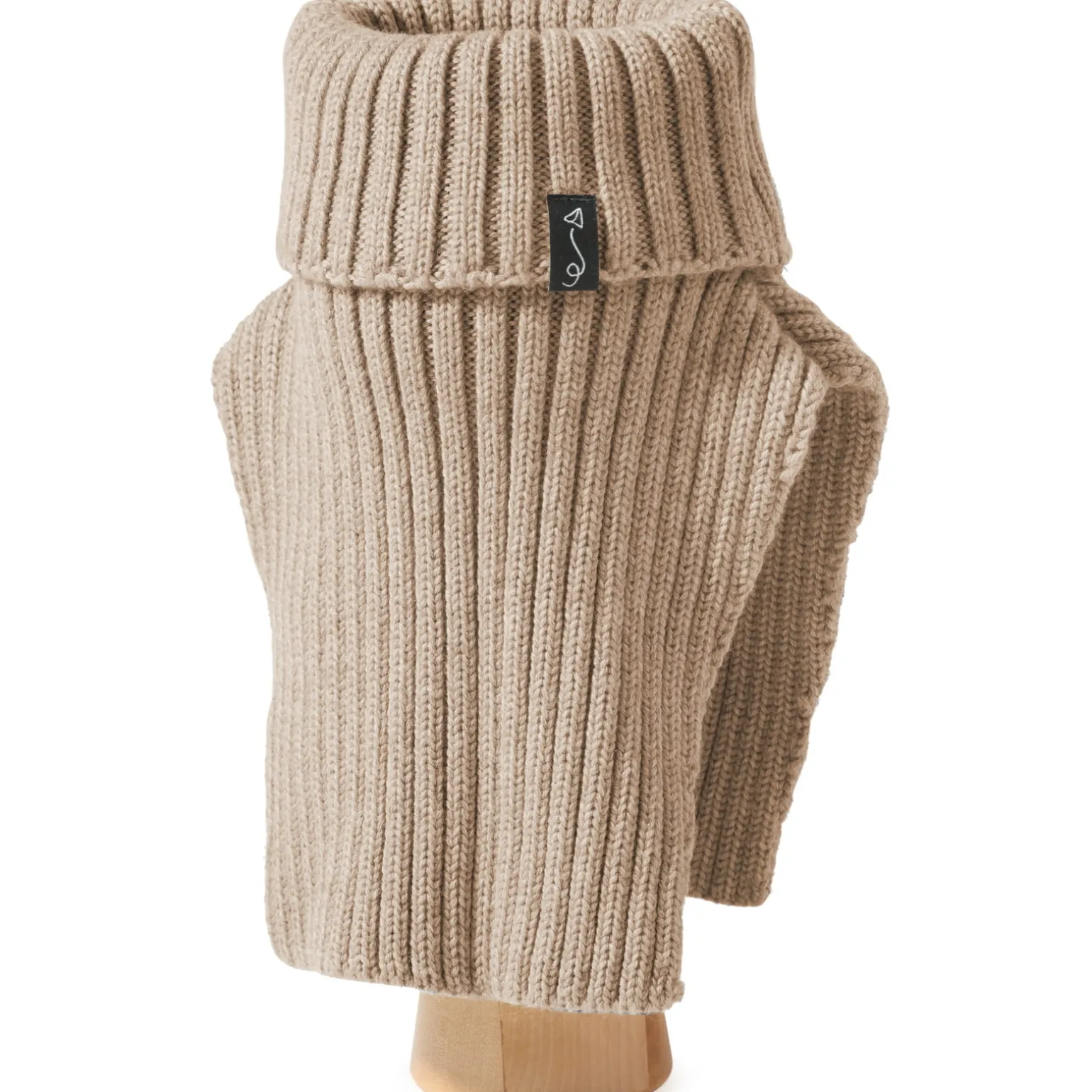 Komin z golfem z wełny merino - BEIGE MELANGE