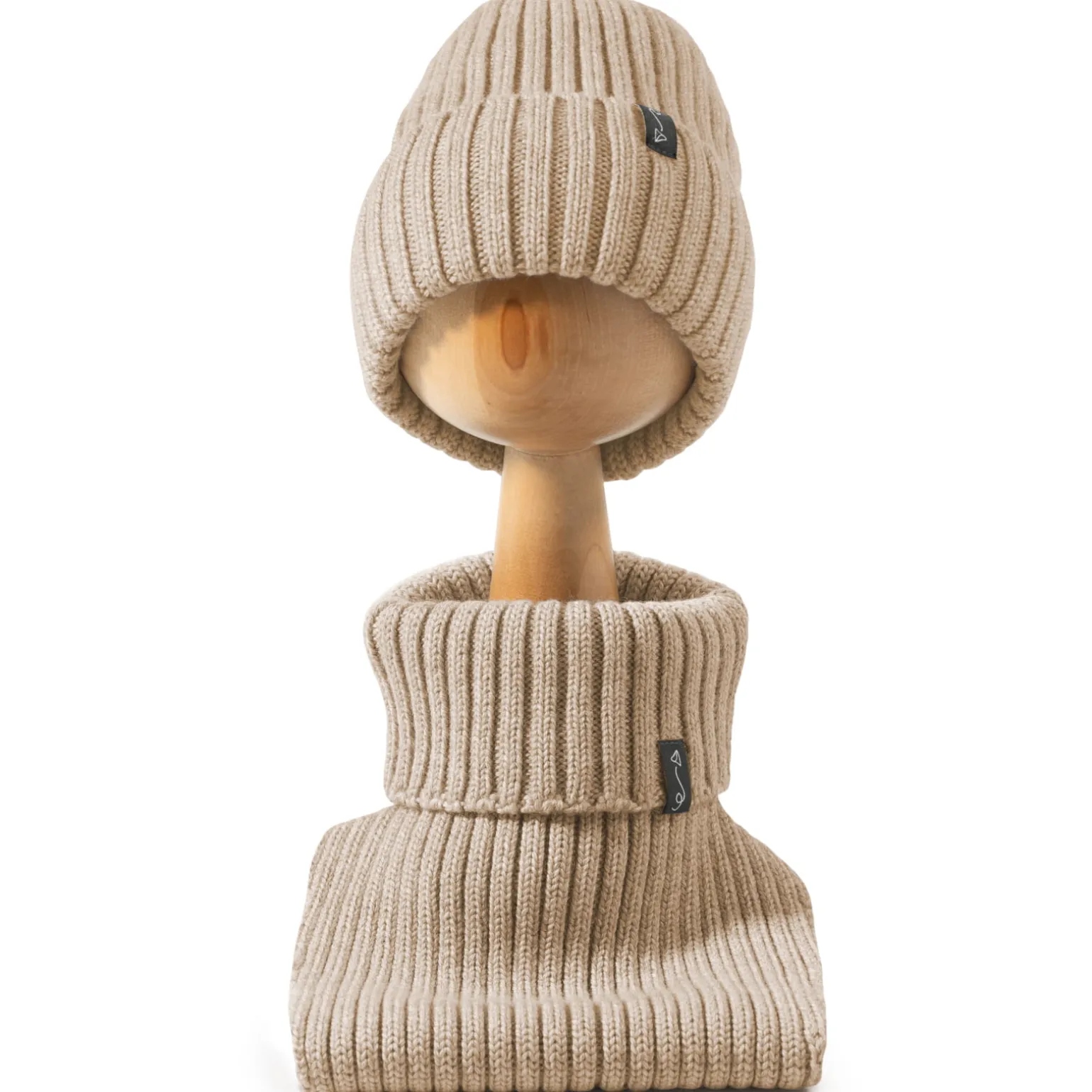 Komin z golfem z wełny merino - BEIGE MELANGE