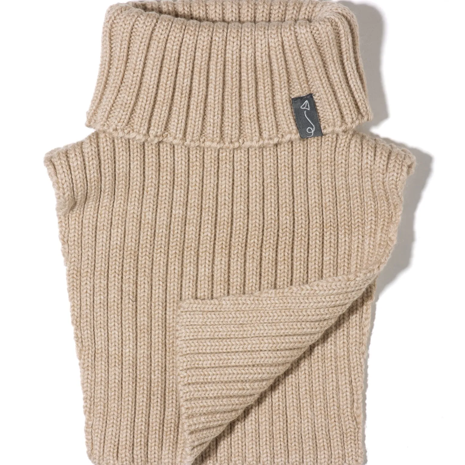 Komin z golfem z wełny merino - BEIGE MELANGE