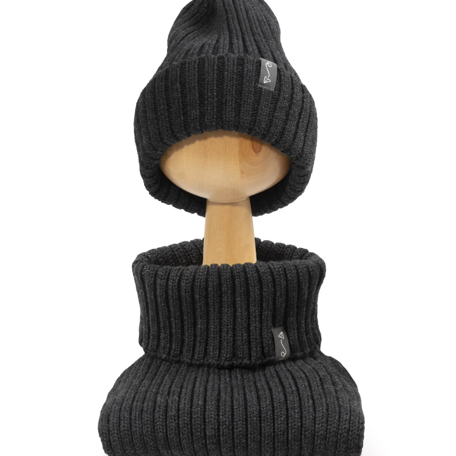 Komin z golfem z wełny merino - GRAPHITE MELANGE