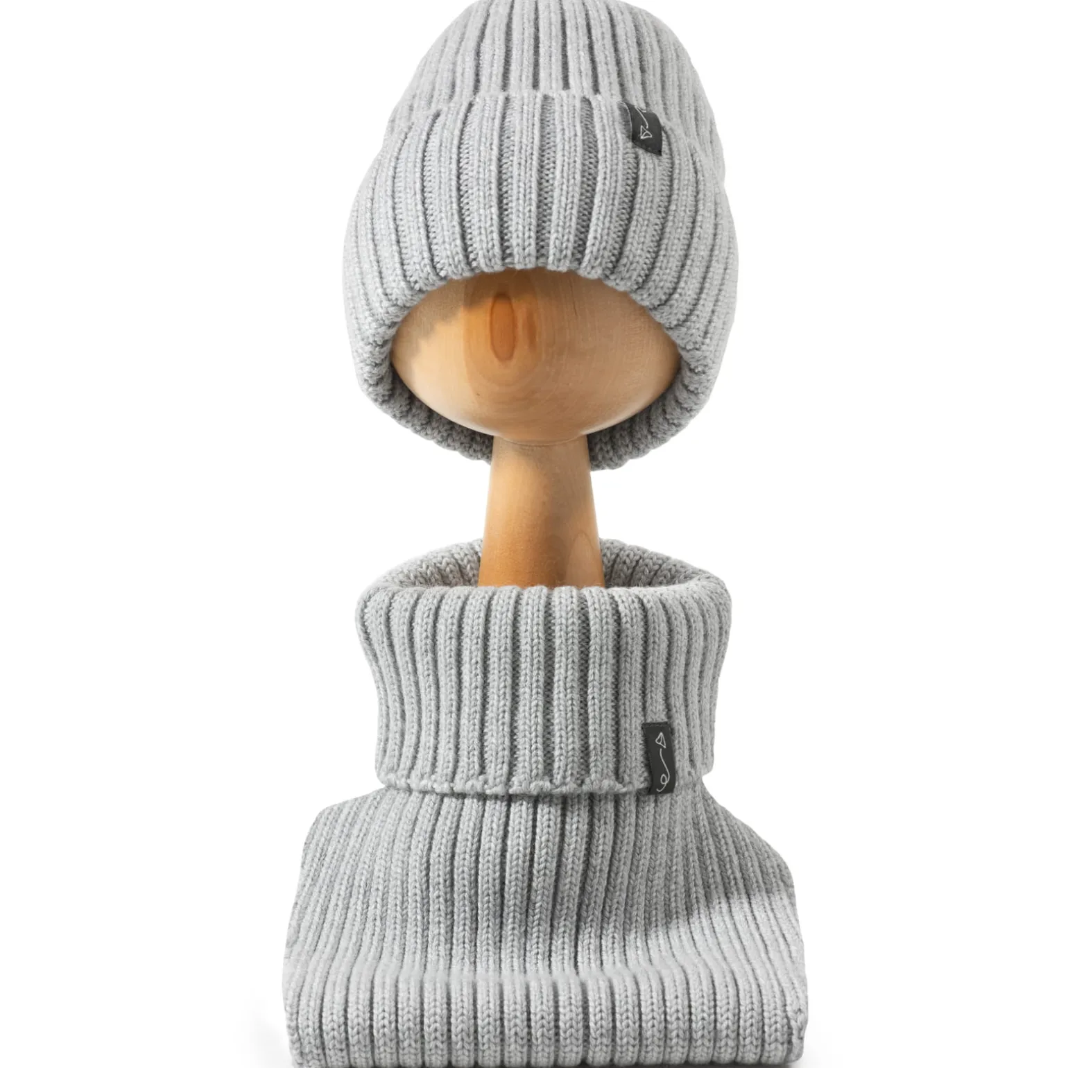 Komin z golfem z wełny merino - GREY MELANGE