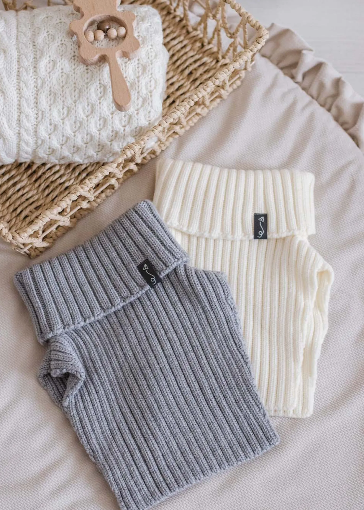 Komin z golfem z wełny merino - GREY MELANGE