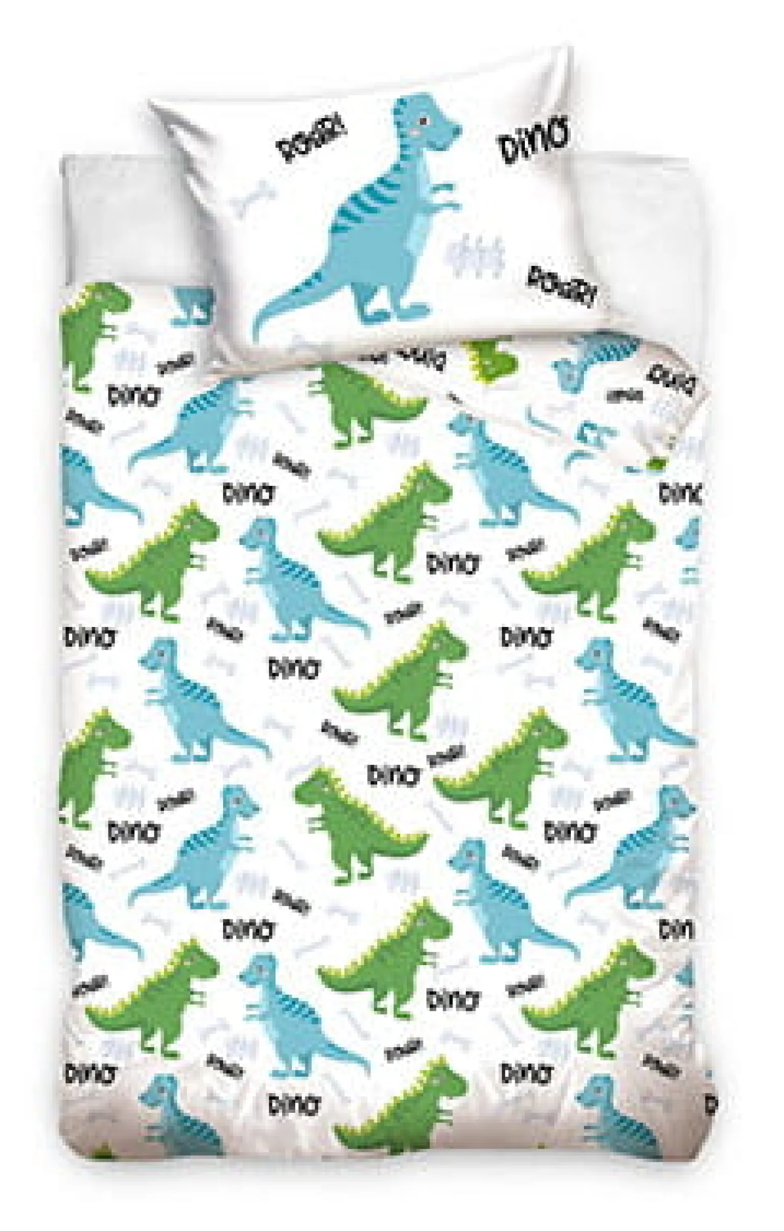 Komplet pościeli dziecięcej, poszwa 100x135 i poszewka 40x60 - DINOZAURY