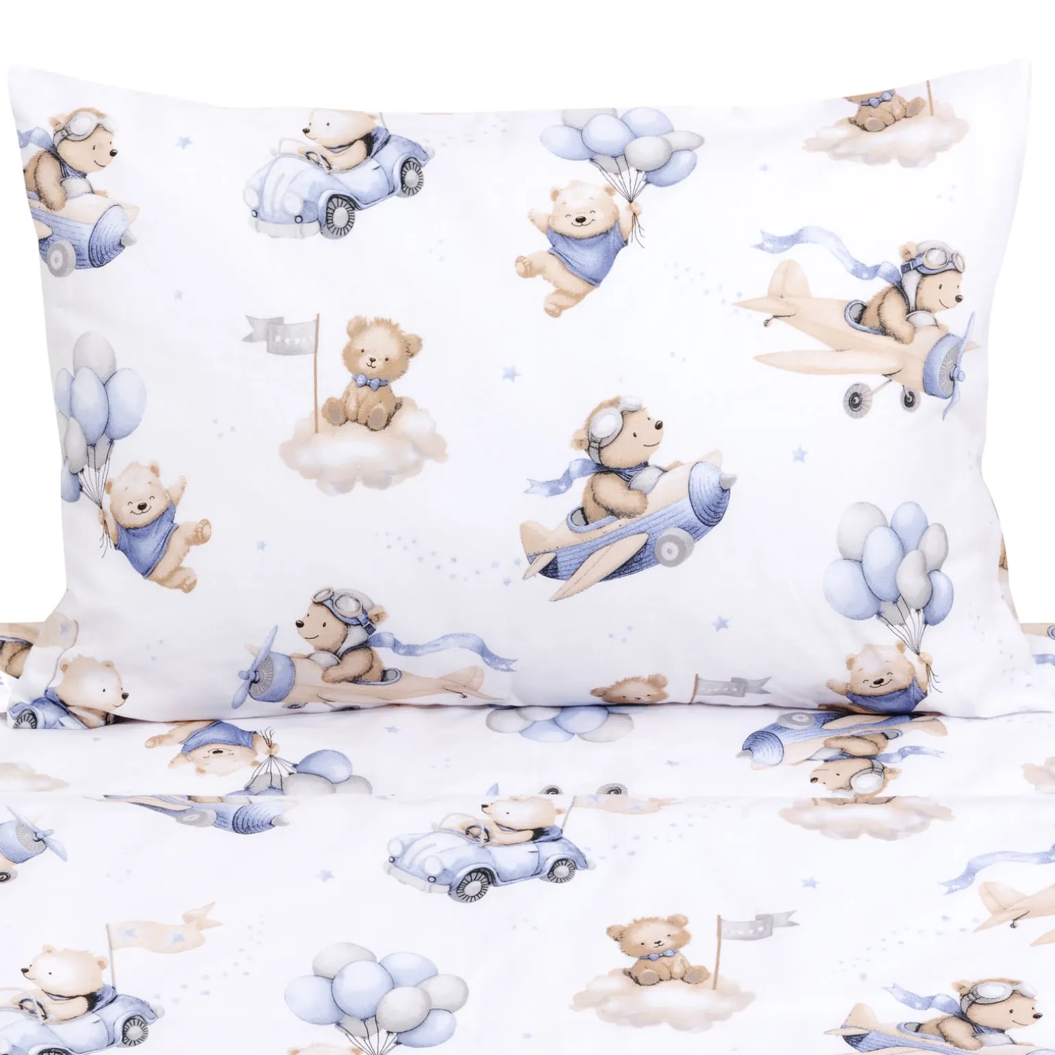 Komplet pościeli, poszewka 60 x 40 cm i poszwa 120 x 90 cm - Pilot Bears