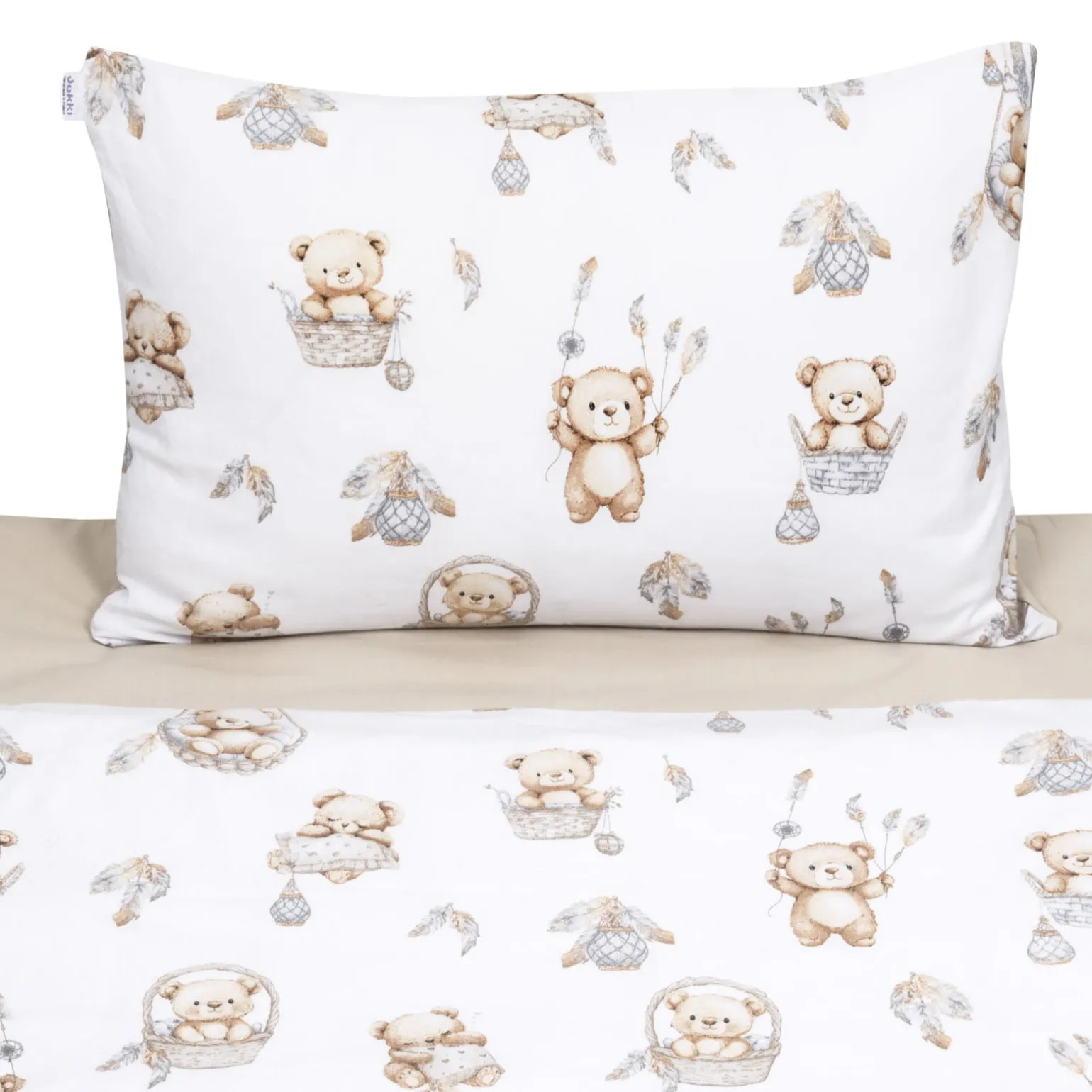 Komplet pościeli, poszewka 60 x 40 cm i poszwa 120 x 90 cm - Boho Bears