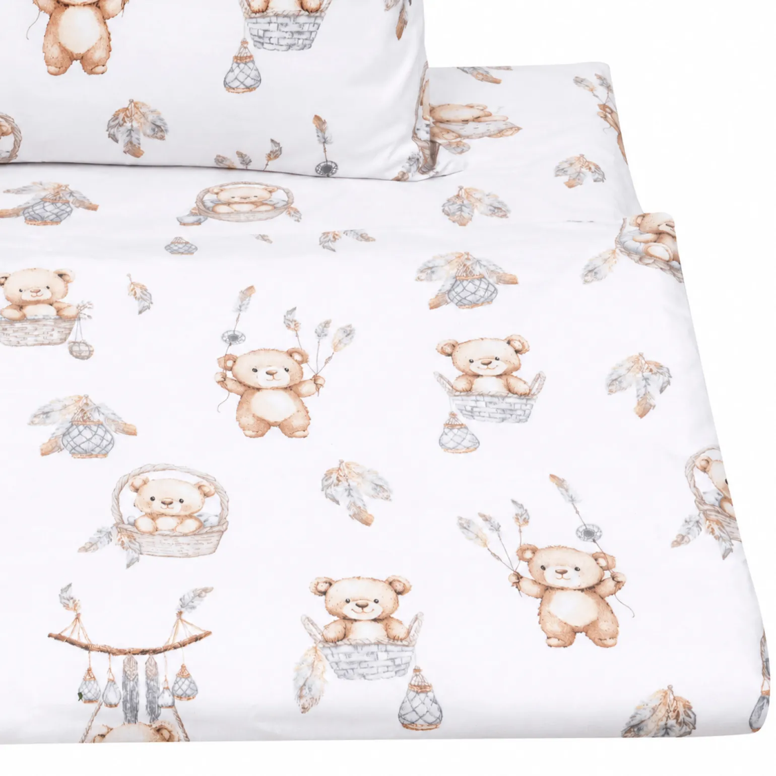Komplet pościeli, poszewka 60 x 40 cm i poszwa 135 x 100 cm - Boho Bears 2