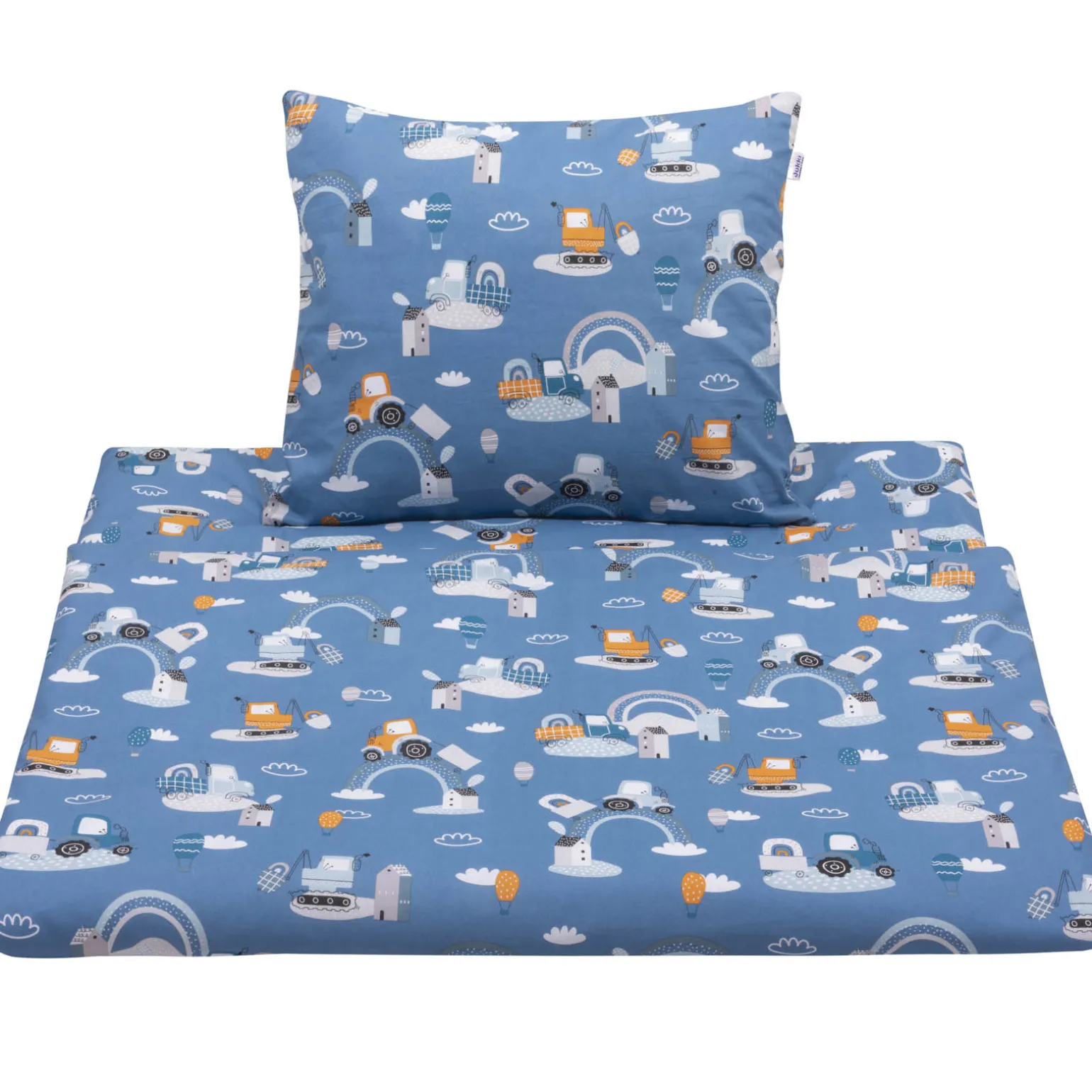 Komplet pościeli, poszewka 50 x 60 cm i poszwa 100 x 160 cm - Blue Machines