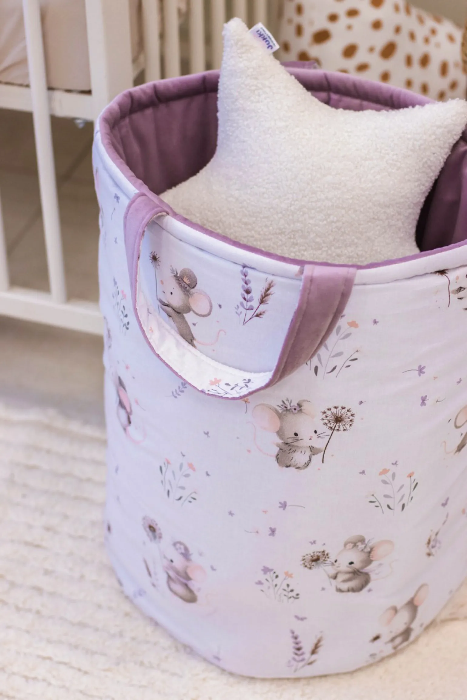 Kosz na zabawki, dwustronny - Lovely Mouse i Wrzosowy Soft Velvet
