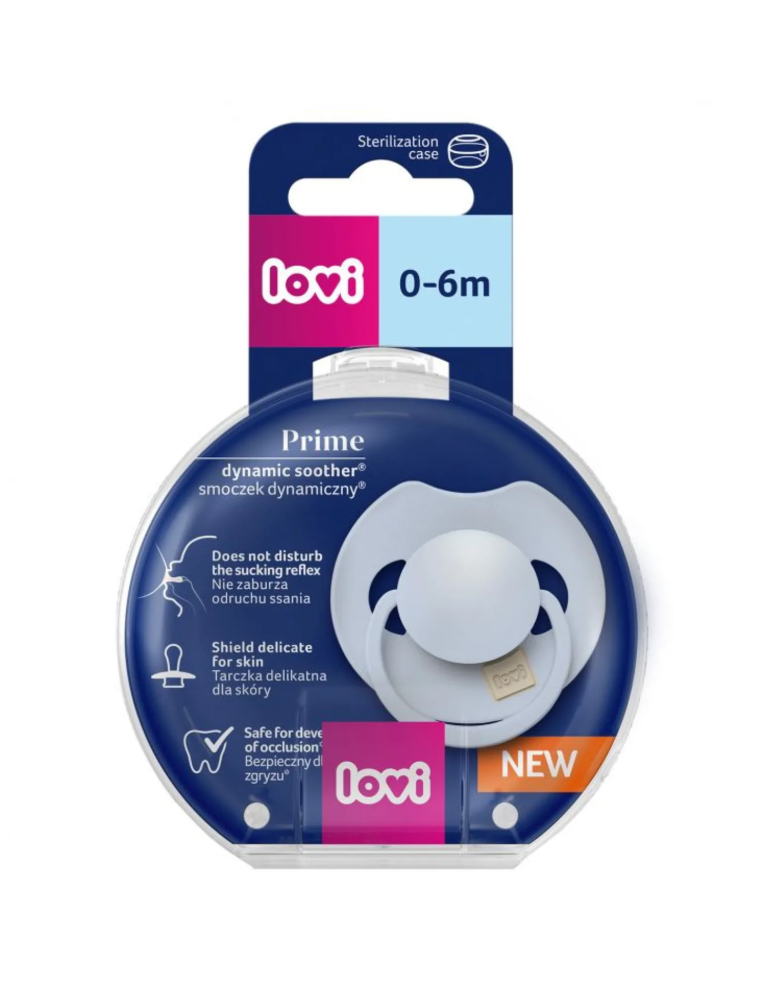 LOVI Prime Smoczek silikonowy dynamiczny 0-6m 1 szt. - Baby Blue