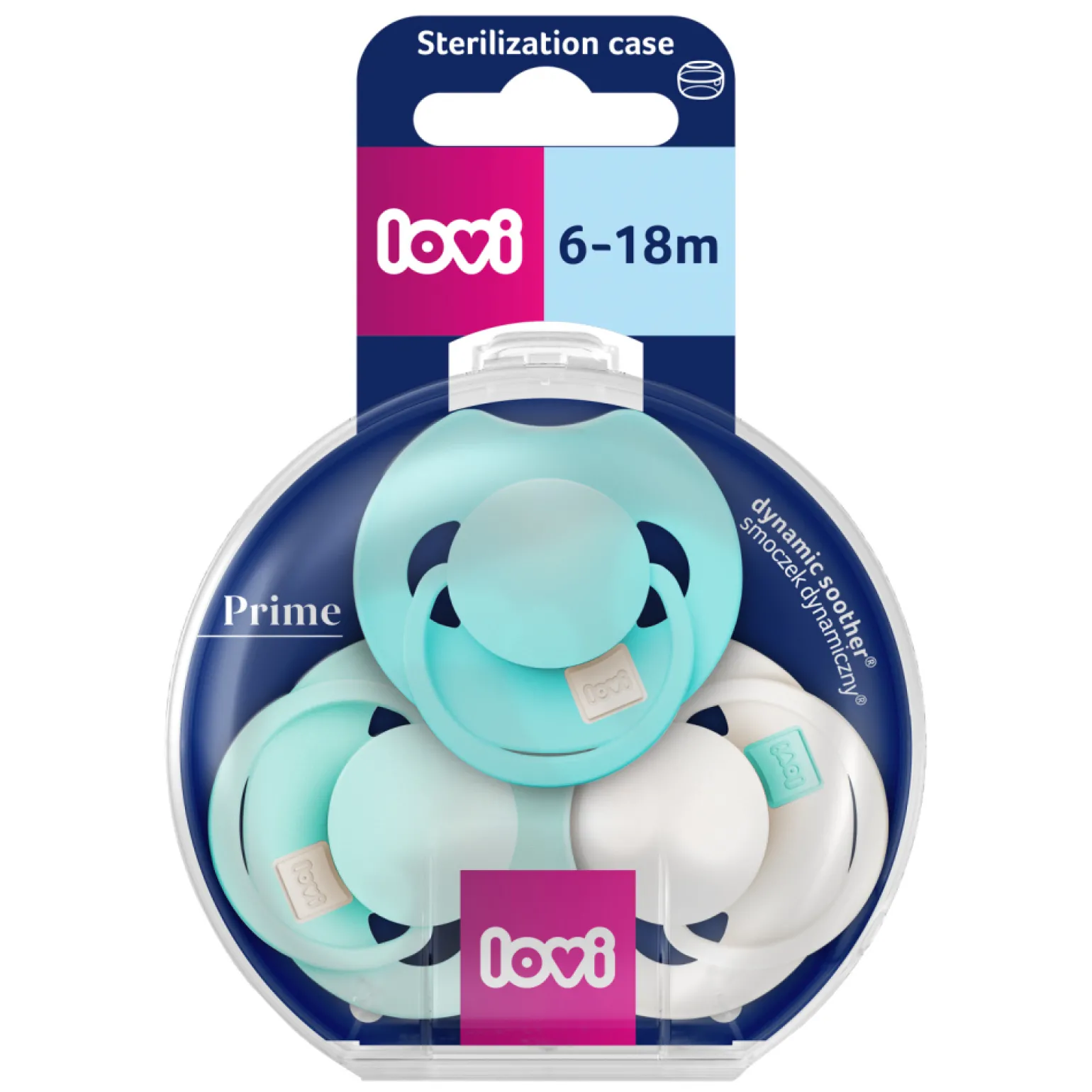 LOVI Prime Tutti Frutti Smoczek dynamiczny 6-18m 3 szt. Aqua Green