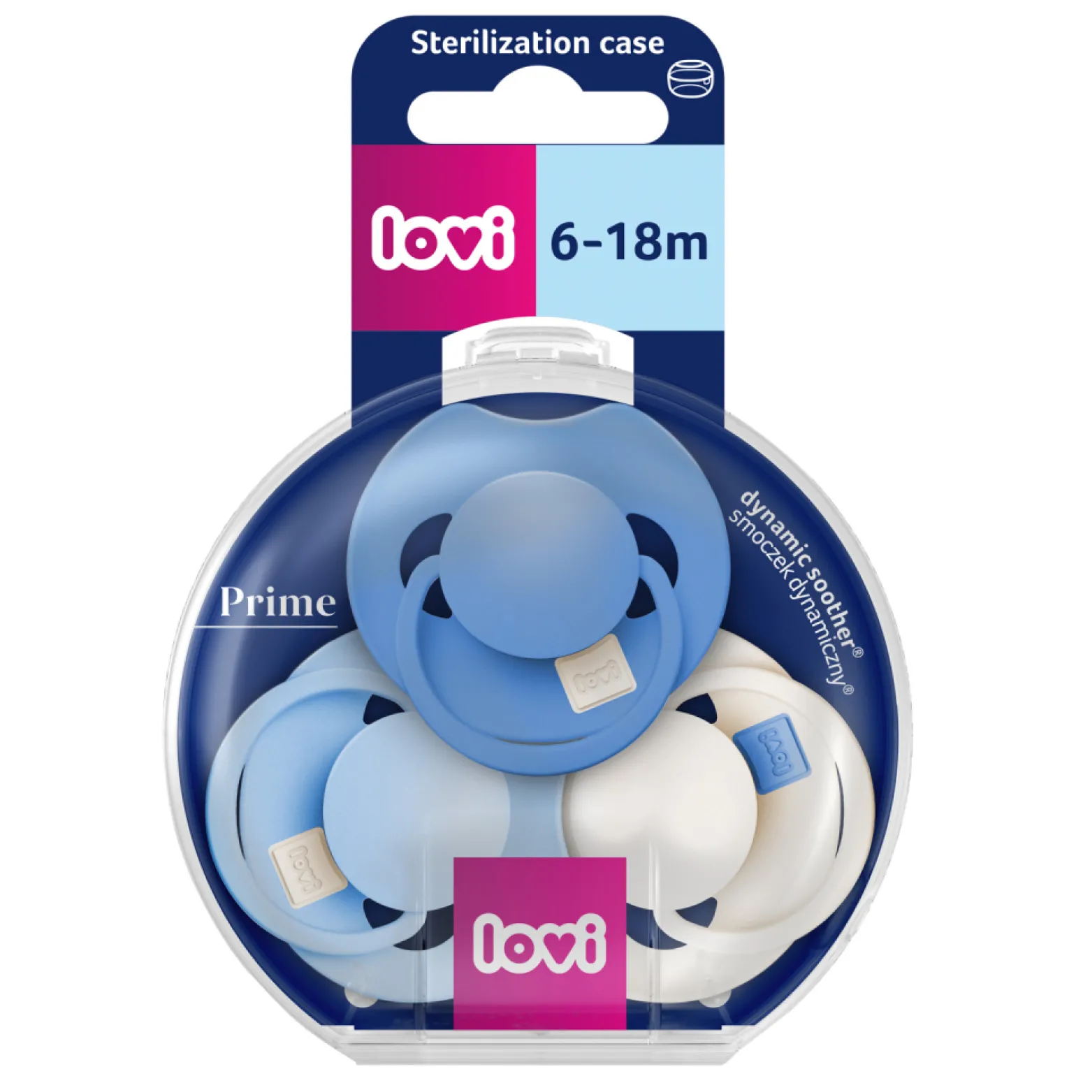 LOVI Prime Tutti Frutti Smoczek dynamiczny 6-18m 3 szt. Ultramarine Blue