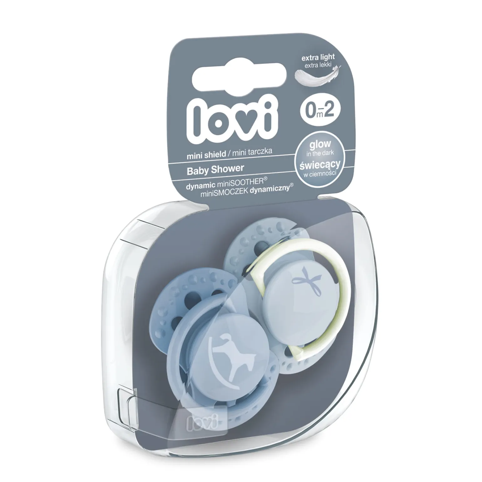 LOVI Smoczek silikonowy dynamiczny 0-2m Baby Shower Boy, 2 szt.