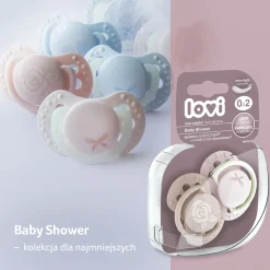 LOVI Smoczek silikonowy dynamiczny 0-2m Baby Shower Girl, 2 szt.