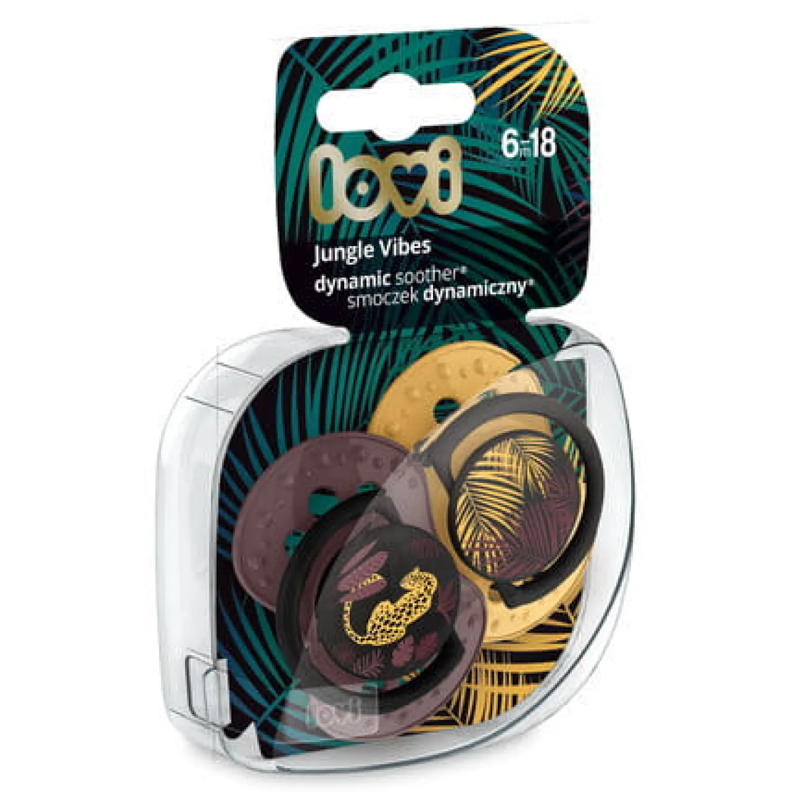 LOVI Smoczek silikonowy dynamiczny 6-18m Jungle Vibes Girl, 2 szt.