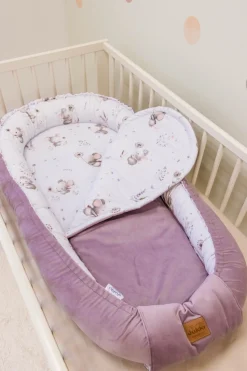 Materac do kokonu XXL - Lovely Mouse i Wrzosowy Soft Velvet