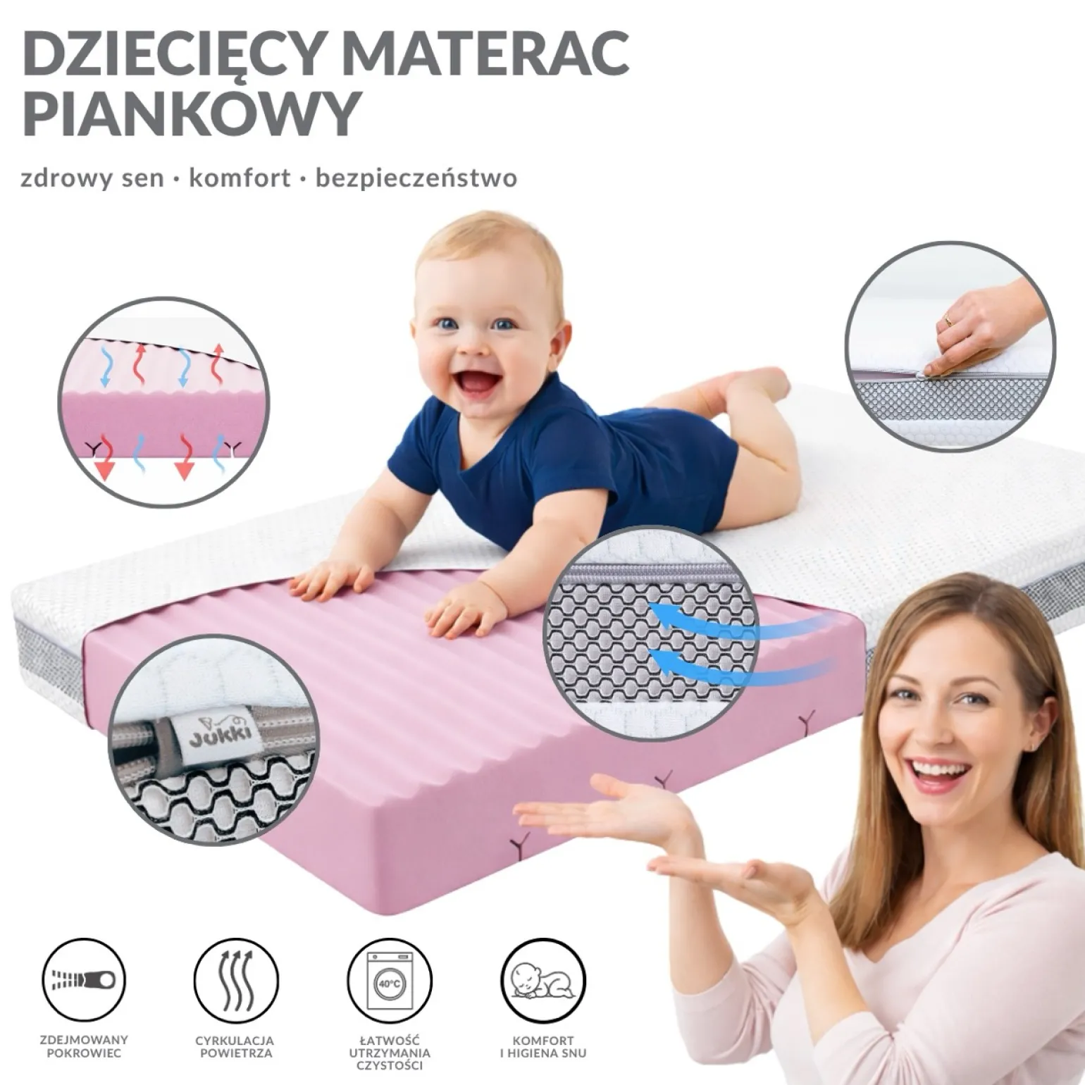 Materac piankowy 120x60 BASIC Honeycomb