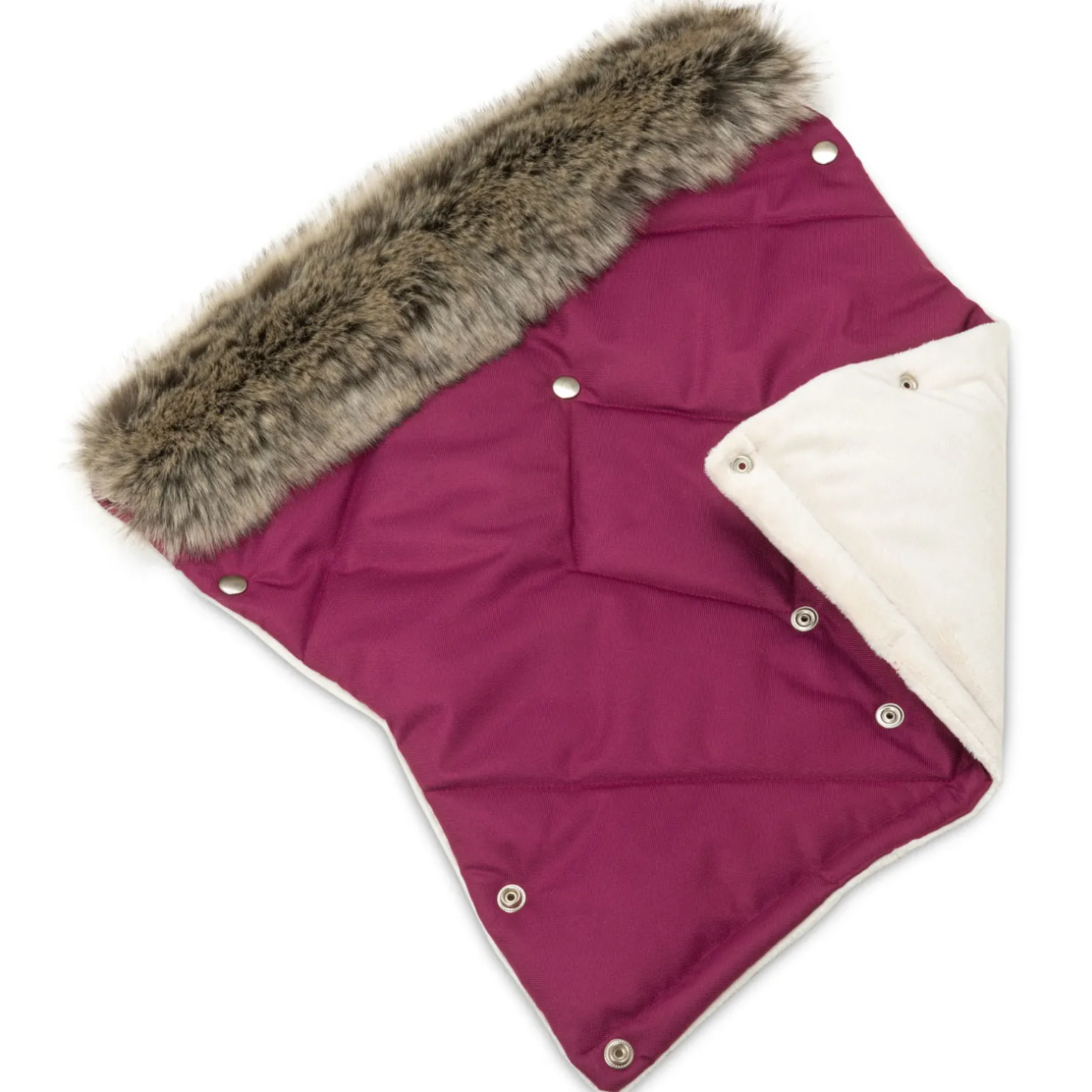 Mufka do wózka BURGUNDY WINTER z futerkiem