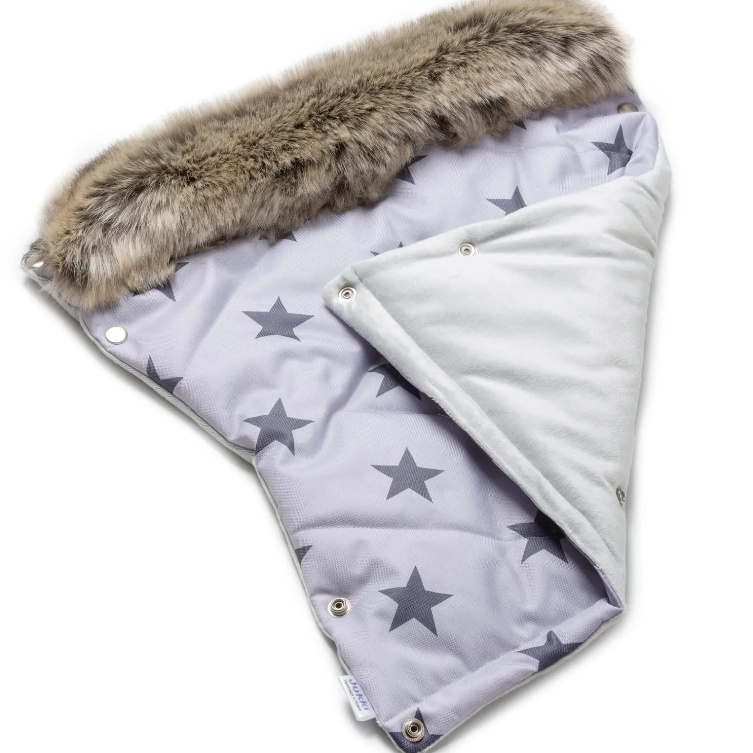 Mufka do wózka GREY STARS WINTER z futerkiem