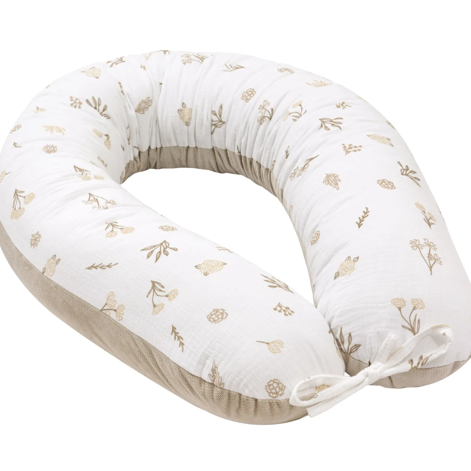 Muślinowa Poduszka ciążowa - Golden Meadow i Ecru Velvet