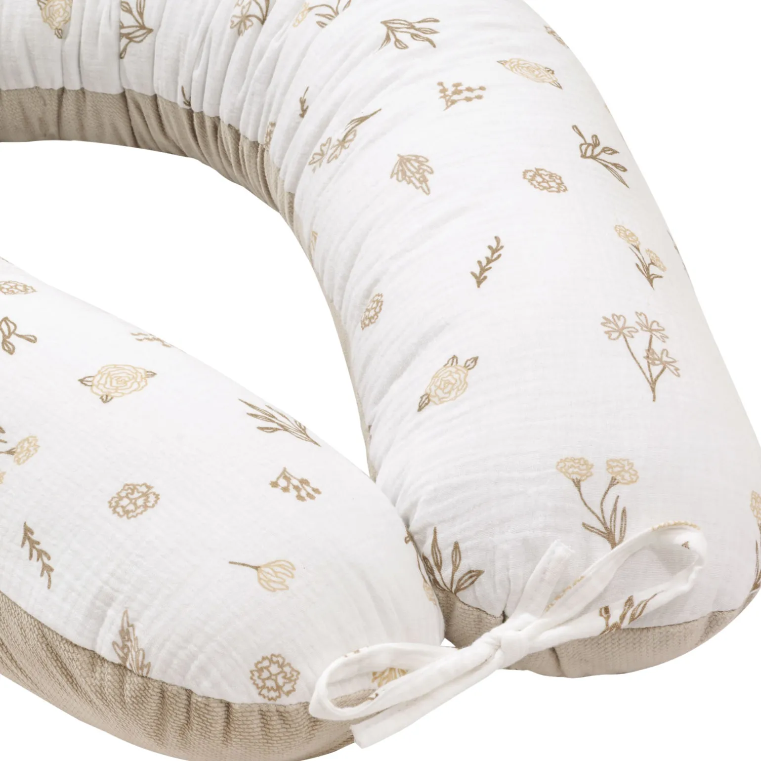 Muślinowa Poduszka ciążowa - Golden Meadow i Ecru Velvet