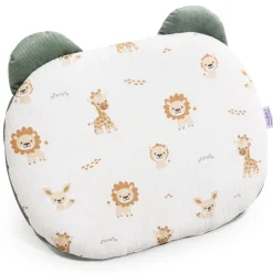 Muślinowa Poduszka MIŚ - Baby Safari i oliwkowy Velvet