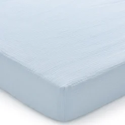 Muślinowe prześcieradło z gumką do łóżeczka 120x60cm -Blue