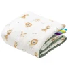 Muślinowy Kocyk niemowlęcy 55x75cm - Baby Safari i oliwkowy Velvet